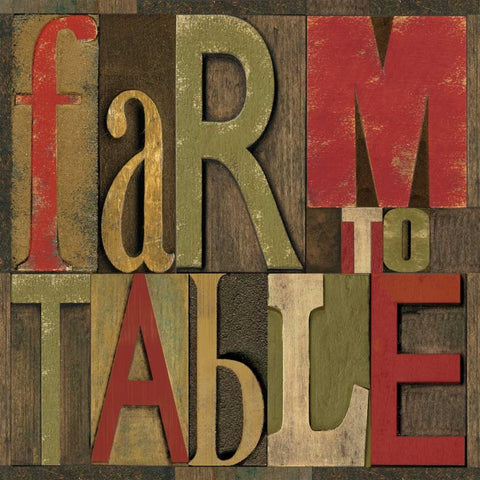 Printers Block Farm To Table I  Gold Ornate Wood Framed Art Print with Double Matting by Reed, Tara