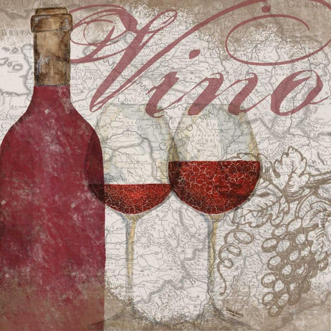 Vino and Vin I  Black Ornate Wood Framed Art Print with Double Matting by Reed, Tara