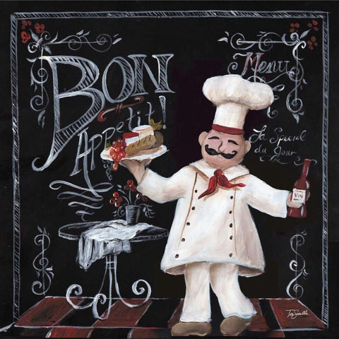 Chalkboard Chefs II  Black Ornate Wood Framed Art Print with Double Matting by Tre Sorelle Studios