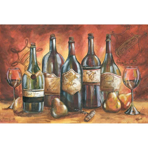 Red and Gold Wine Landscape  Black Modern Wood Framed Art Print by Tre Sorelle Studios