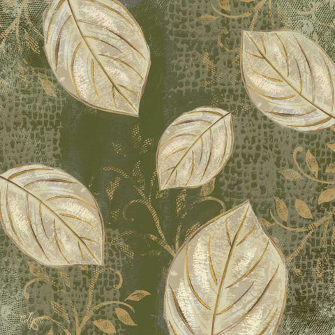 Leaf Toss Mix II  White Modern Wood Framed Art Print with Double Matting by Lyon, Rebecca