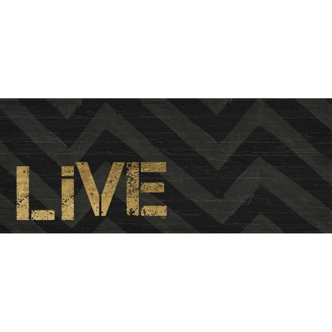 Chevron Sentiments Black and Gold Panel I  Black Modern Wood Framed Art Print by h.artworks