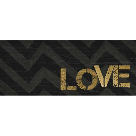 Chevron Sentiments Black and Gold Panel III  Black Modern Wood Framed Art Print with Double Matting by h.artworks