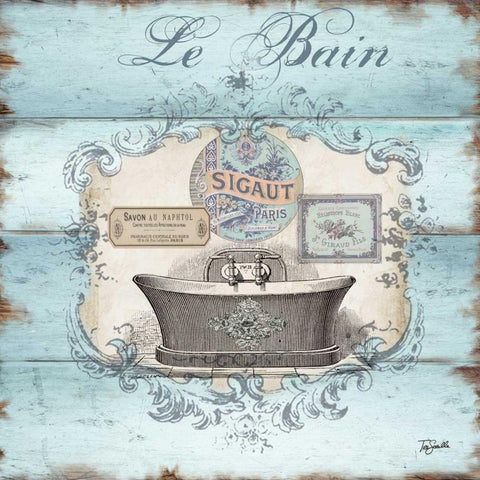 Rustic French Bath II  White Modern Wood Framed Art Print by Tre Sorelle Studios