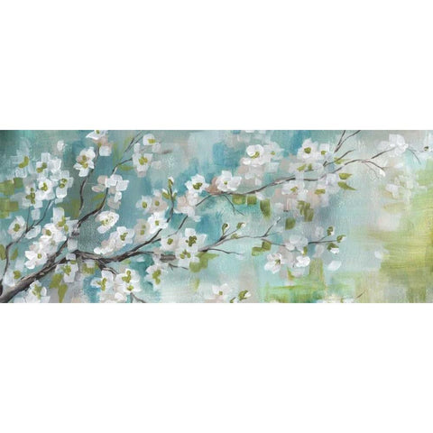 Cherry Blossoms Branch Panel Black Modern Wood Framed Art Print by Tre Sorelle Studios