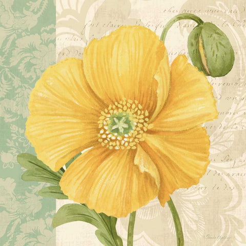 Pastel Poppies I Gold Ornate Wood Framed Art Print with Double Matting by Gladding, Pamela