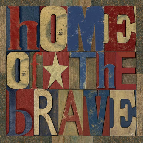 Patriotic Printer Block I Black Modern Wood Framed Art Print with Double Matting by Reed, Tara