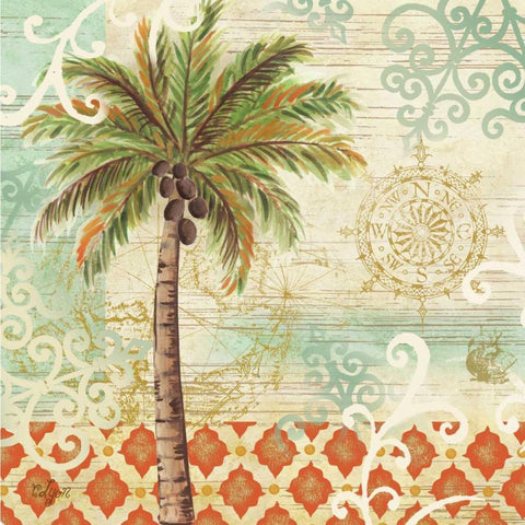 Spice Palms I White Modern Wood Framed Art Print with Double Matting by Lyon, Rebecca