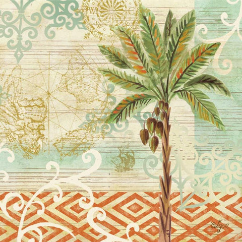 Spice Palms II White Modern Wood Framed Art Print with Double Matting by Lyon, Rebecca
