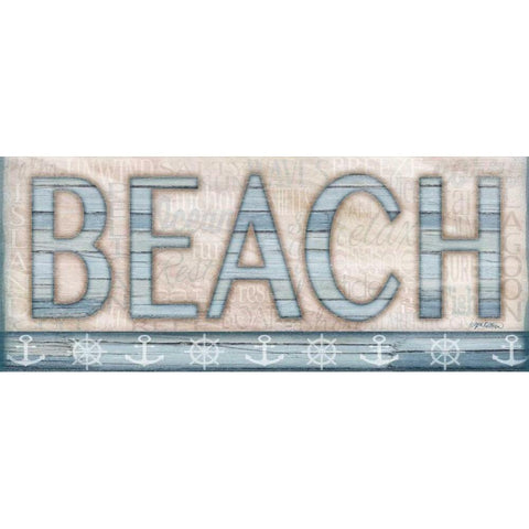 Driftwood Beach Sign I Gold Ornate Wood Framed Art Print with Double Matting by Killeen, Jen