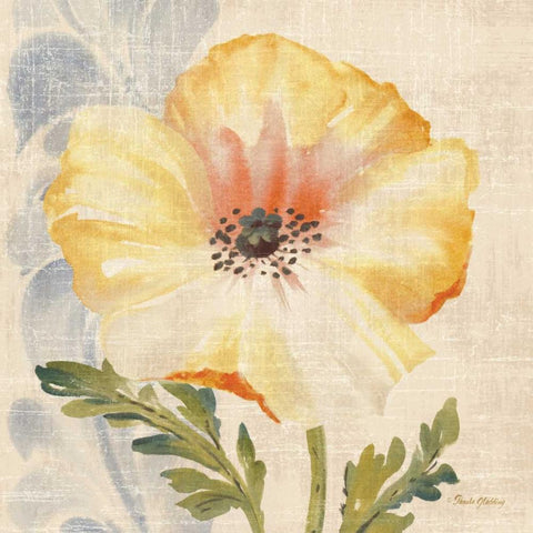 Watercolor Poppies II Gold Ornate Wood Framed Art Print with Double Matting by Gladding, Pamela