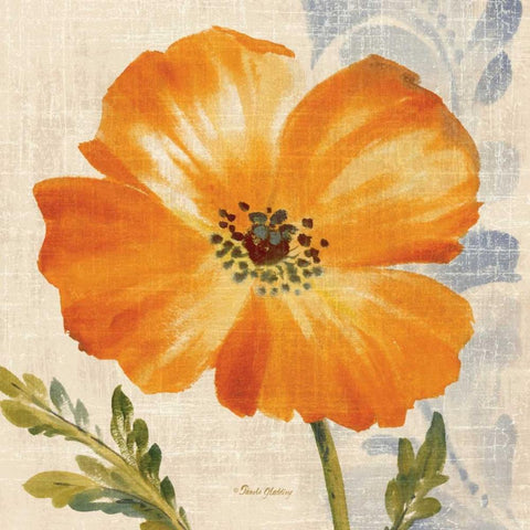 Watercolor Poppies III Gold Ornate Wood Framed Art Print with Double Matting by Gladding, Pamela