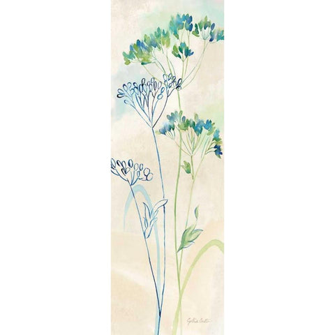 Indigo Wildflowers Panel II Gold Ornate Wood Framed Art Print with Double Matting by Coulter, Cynthia