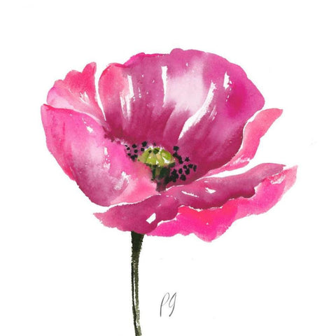 Poppies Tempo I White Modern Wood Framed Art Print by Gladding, Pamela