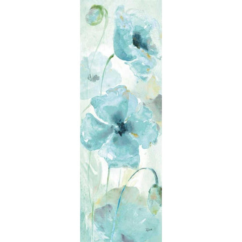 Watercolor Garden Blue Panel I Black Modern Wood Framed Art Print with Double Matting by Tre Sorelle Studios