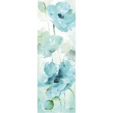 Watercolor Garden Blue Panel II Black Modern Wood Framed Art Print with Double Matting by Tre Sorelle Studios