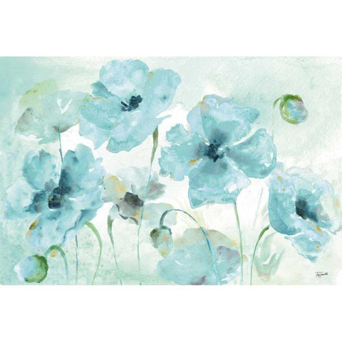 Watercolor Garden Blue Landscape Black Modern Wood Framed Art Print by Tre Sorelle Studios