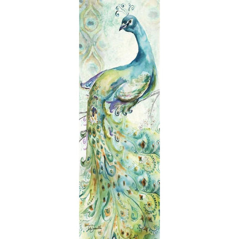 Bohemian Peacocks Panel I White Modern Wood Framed Art Print by Tre Sorelle Studios