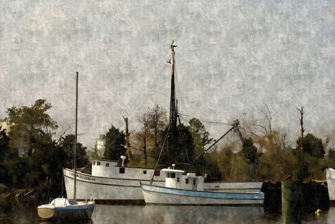 Shipyard White Modern Wood Framed Art Print with Double Matting by Romita, Denise