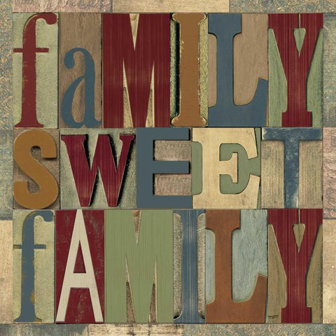 Family Printer Block Sentiments I Black Ornate Wood Framed Art Print with Double Matting by Reed, Tara