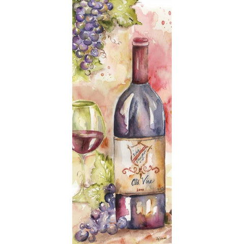 Watercolor Wine Panel I Black Modern Wood Framed Art Print with Double Matting by Tre Sorelle Studios