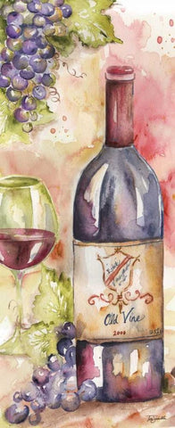 Watercolor Wine Panel I White Modern Wood Framed Art Print with Double Matting by Tre Sorelle Studios