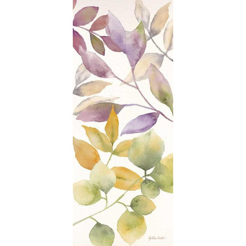 Watercolor Leaves Panel I White Modern Wood Framed Art Print by Coulter, Cynthia