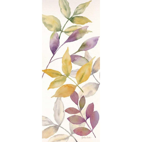 Watercolor Leaves Panel II Black Modern Wood Framed Art Print by Coulter, Cynthia
