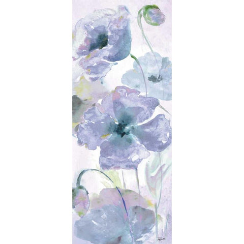 Watercolor Garden Purple Panel I Black Modern Wood Framed Art Print by Tre Sorelle Studios