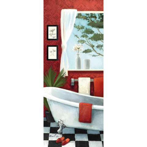 Bath with a View Panel I Black Modern Wood Framed Art Print with Double Matting by Milan, Vittorio