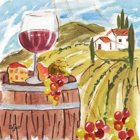 Tuscan Watercolor I White Modern Wood Framed Art Print with Double Matting by Lyon, Rebecca