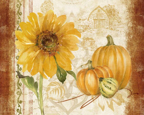 Harvest Time Landscape White Modern Wood Framed Art Print with Double Matting by Gladding, Pamela