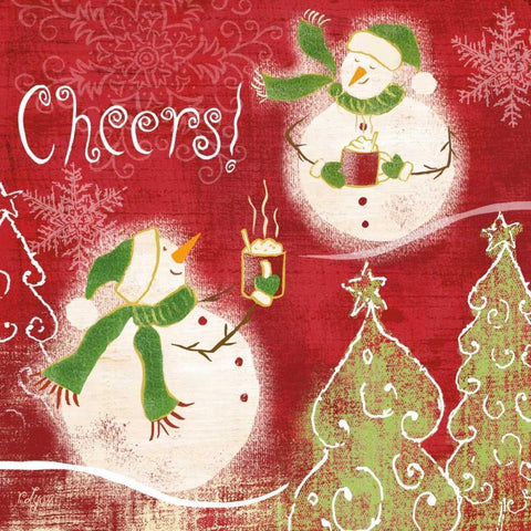 Bright Snowmen I White Modern Wood Framed Art Print by Lyon, Rebecca