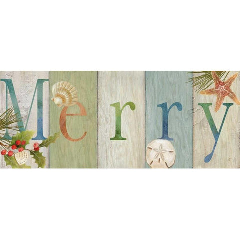 Merry Coastal Sign I Gold Ornate Wood Framed Art Print with Double Matting by Coulter, Cynthia