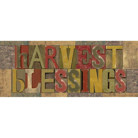 Harvest Blessings Printer Block Panel White Modern Wood Framed Art Print by Reed, Tara