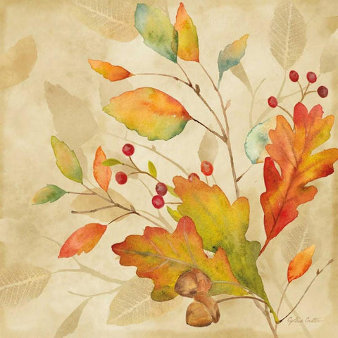 Harvest Leaves I White Modern Wood Framed Art Print by Coulter, Cynthia