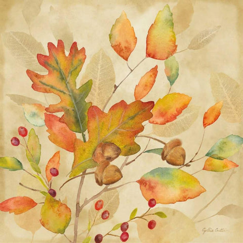 Harvest Leaves II White Modern Wood Framed Art Print by Coulter, Cynthia