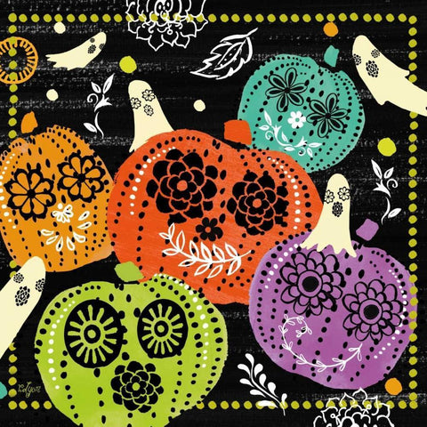 Pumpkin Patch I White Modern Wood Framed Art Print with Double Matting by Lyon, Rebecca