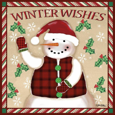 Seasons Greetings Snowmen II White Modern Wood Framed Art Print with Double Matting by Killeen, Jen