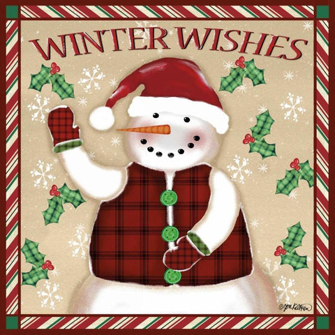 Seasons Greetings Snowmen II Black Modern Wood Framed Art Print with Double Matting by Killeen, Jen