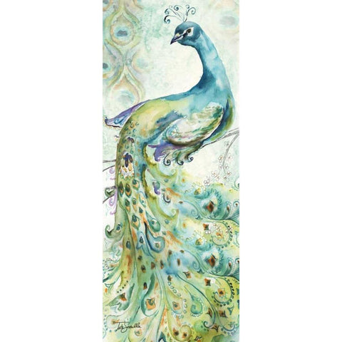 Bohemian Peacocks Panel I Gold Ornate Wood Framed Art Print with Double Matting by Tre Sorelle Studios