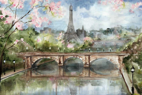 A Spring Day in Paris White Modern Wood Framed Art Print with Double Matting by Tre Sorelle Studios