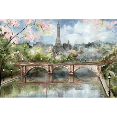 A Spring Day in Paris Black Modern Wood Framed Art Print by Tre Sorelle Studios