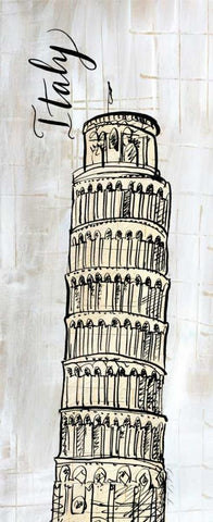 Around the World Panel II  White Modern Wood Framed Art Print with Double Matting by Dundon, Caitlin