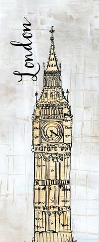 Around the World Panel III White Modern Wood Framed Art Print with Double Matting by Dundon, Caitlin