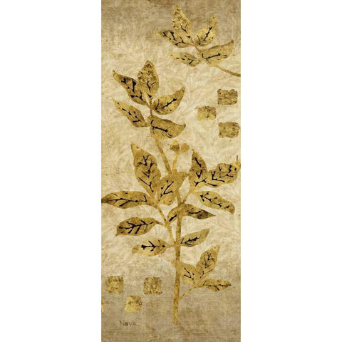 Gold Leaf Branches Panel II White Modern Wood Framed Art Print by Nova, Studio