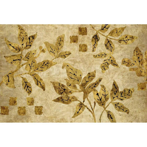 Gold Leaf Branches Landscape Black Modern Wood Framed Art Print by Nova, Studio