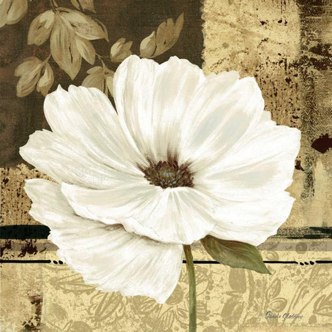 Poppies in Grey I Black Ornate Wood Framed Art Print with Double Matting by Gladding, Pamela