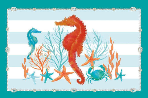 Coral Aqua I on Teal White Modern Wood Framed Art Print with Double Matting by Reed, Tara