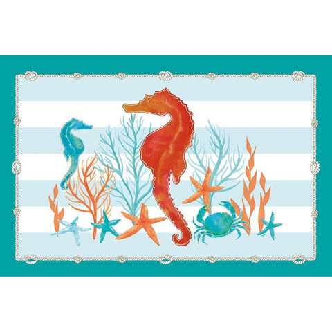 Coral Aqua I on Teal Black Modern Wood Framed Art Print with Double Matting by Reed, Tara